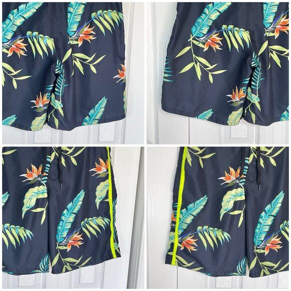 Men’s Swim Trunks Large Black Floral Roebuck & Co - Picture 9 of 16